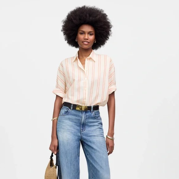 Madewell Oversized Pleated-Sleeve Button-Up Shirt - Picture 6 of 8